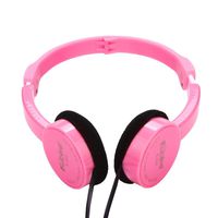 Kids Wire Headphones Catching On Ear Foldable Stereo Headset for Boy Girl Earphone Gift (Pink)