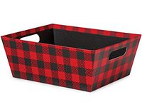Pack of 3, Buffalo Plaid X-Large Wide Base Market Trays 9.5 x 12" x 4.5" Made From Heavy Paperboard Stock & Work for Gourmet Gift Baskets, Food Baskets or Even As Home Decor Decorative Accessory