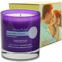 Aspire Today Aromatherapy Stress Relief Candle with Essential Oils of Lavender | 100% Natural Soy Wax | Scented Candle, Securely Packaged in Elegant Box, Made in USA