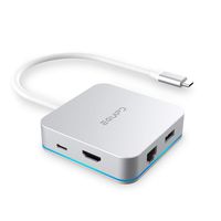 EQUIPD USB C Hub, Aluminum Type C Adapter with PD Charging Port, 4K HDMI Output, Gigabit Ethernet Port, 3 USB 3.0 Ports Compatible MacBook Pro 13" 15", MacBook Air 13", MacBook 12" and More - Silver