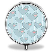 Pill Organizer, Pill Box, Portable Travel Prescription & Medication Pill Case, Vitamin Fish Oil Compartments Container-Seamless Pattern with Pink and Green Hearts