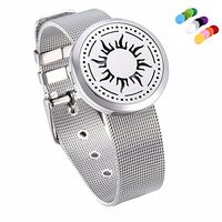 Beautiful Flower Series Perfume Fragrancy Diffuser Bracelet for Women -Flexible Adjustable Size Bend Essential Oil Diffuser Locket Bracelet +12 Felt Pad (A)