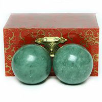 1.4"Marble Green Baoding Balls Chinese Health Exercise Massage Balls Stress Relieve Hand Exercise BS023