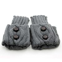 HuntGold 1X Women Fashion Winter Leg Warmers Button Crochet Knitting Boot Socks Toppers Cuff(gray)