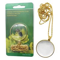 5X Magnifying Glass Necklace - Magnifier Necklace Pendant Optical Magnifier with Chain Necklace for Library, Reading, Zooming and Jewelry,Gold,F039