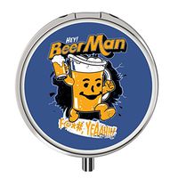 Pill Organizer Custom Design Pill Box with 3 Components Metal Portable Pill Case for Pocket,Daily Needs and Travelling.(Multiple Pictorial Style)-Funny Beer