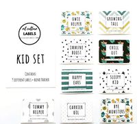 Oil Culture Labels, Starter Kit, 9 Label KID Themed Set with Bonus Blend Tracker, Dilution Guide and Recipes, 1 Count