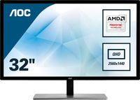 AOC Q3279VWFD8 31.5" QHD 2560x1440 Monitor, 10-Bit IPS Panel, 4ms, 75Hz, Freesync, DisplayPort/HDMI/DVI-D/VGA, Flickerfree