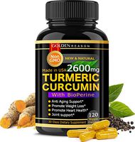 Turmeric Curcumin 2600mg. Immune Support* Joint Support* Promotes Natural Weight Loss* and Heart Health* with Bioperine (Black Pepper) 120 High Quality Veggie Capsules. Non GMO. Made in USA. (120)