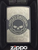 Zippo Harley-Davidson Skull Chrome Black Matte Pocket Lighter