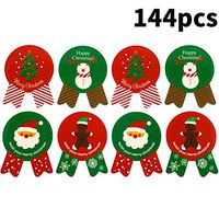 144 Pieces Christmas Label Stickers Christmas Gift Tag Stickers Self-Adhesive Christmas Label Decals for Candy Baking Party Decoration