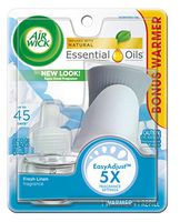 Air Wick plug in Scented Oil Kit (Warmer + 1 Refill), Fresh Linen, Same familiar smell of fresh laundry, New look, Packaging May Vary, Essential Oils, Air Freshener