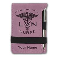 Mini Notepad, LVN Licensed Vocational Nurse, Personalized Engraving Included (Pink)