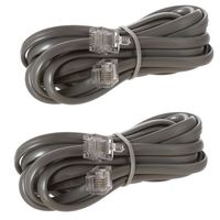 RJ11 Straight for Data Modular Cable 7 Feet Silver - 2 Pack
