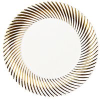 Party Joy âI Canât Believe Itâs Plasticâ 50-Piece Plastic Salad Plate Set | Swirl Collection | Heavy Duty Premium Plastic Plates for Wedding, Parties, Camping & More (Gold Swirl)
