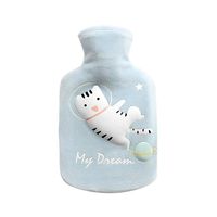 Hli-SHJHsmu Cute Cartoon Plush Hot Water Bottle Baby Hand Warmers Water Bag (Blue)