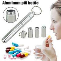 Alisy Aluminum Alloy Medicine Cigarette Case, Pill Bottle Waterproof Cartridge Keychain Pill Box