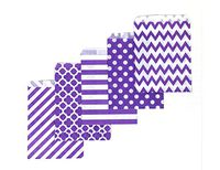 200 Counts Medium Purple Biodegradable, Food Safe Ink & Paper, Assorted Design Cookie Bag, Eco-Friendly Favor Bag, Treat Bag for Party (Medium, Purple)