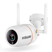 Hisway Outdoor Security Camera Alexa Compatible WiFi Wireless Surveillance Camera Indoor with Night Vision Motion Detection Two Way Audio Talking Camera IP66 Waterproof Cloud Storage