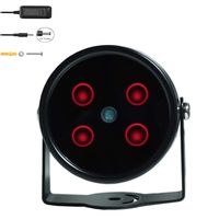 JC IR Illuminator 4-Led High Power IR Light Wide Angle for Night Vision CCTV and IP Camera Black with Power Adapter