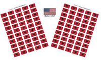 Made in USA! 100 Country Flag 1.5" x 1" Self Adhesive World Flag Stickers, Two Sheets of 50, 100 Sticker Flags Total (Albania)