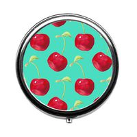 Round Pill Case - Summer Fruit Cherry Custom Fashion Style Pill Box - 3 Compartments Pill Box/Pill case