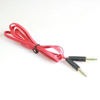 Lefthigh 3.5mm Auxiliary Stereo Cable Audio Cable Male to Male Flat Audio Music Aux Cable 1m (Red)