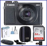 Canon PowerShot G9 X Mark II Digital Camera (Black) PRO Bundle Includes: 64GB SDXC Class 10 Memory Card, Card Reader, Extra Battery & More.