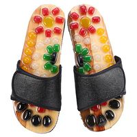 Natural Cobblestone Foot Massage Slippers, Foot Sole Point Massage Promote Blood Circulation Foot Care Reflexology Sandals (Black=China Shoes Size 43)