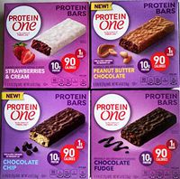 Protein One Protein Bars Variety - Chocolate Fudge, Chocolate Chip, Strawberries and Cream, and Peanut Butter Chocolate, 4 Pack