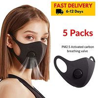 YCGSHOP Breathing Face Masks 5PCS, Polymer filter sponge Face Masks Black, Washable Reusable Masks, Protection from Dust, Pollen, Pet Dander, Other Airborne Irritants