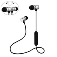 Choosebuy BT 4.1 Wireless Neckband Stereo Sport Earphone with mic and Magnetic, Noise Isolating, Sweatproof, Portable Sport In-Ear Earbuds Headphone + 4pcs Ear Caps for iPhone/Samsung, ect (Silver)