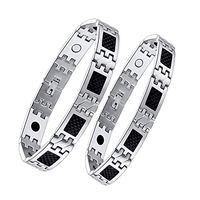 JYKOO Magnetic Therapy Bracelet for Men Women, Fashion Ms Health Jewelry and Relieving Arthritis Pain Silver and Black