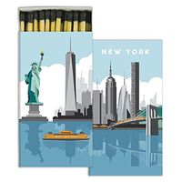 HomArt Large Decorative New York Candle and Fireplace Wood Matches (Set of 10)