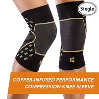 CopperJoint Performance Compression Knee Sleeve - Copper-Infused, Promotes Increased Blood Flow to The Knee, Provides Enhanced Compression and Support for Athletes - Single (Small)