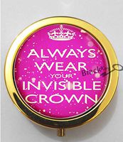 BlackKey Always Wear Your Invisible Crown Words 3-Compartment Decorative Pocket Gift Box Case Organizer for Pill, Color 2 -624