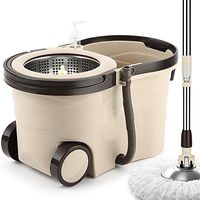Mop Rotary mop Mop bucket Complete cleaning system Save time and effort mop mop and bucket spinning mop and bucket (Color : Light coffee color)