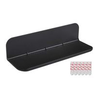 eLhook Stick On Small Wall Shelf | Made in USA | No Mess Strong Shelf with 3M Command Shelf Adhesives | Stick On Wall Shelves for Bedroom, Bathroom, Kitchen and Display Shelves for Wall | Black Shelf