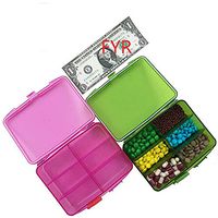 Pill Organizer 6 Compartments Travel Portable, Pill Case for Purse High Quality, Pill Box for Vitamin 2Pcs ?