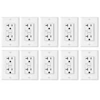 [10 Pack] BESTTEN 20-Amp GFCI Outlets, Slim GFI Receptacles with LED Indicator, Self-Test Ground Fault Circuit Interrupters, Decor Wall Plates Included, UL Listed, White
