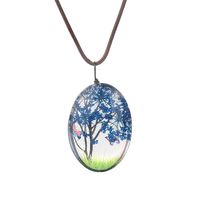 smallwoodi Exquisite Stylish Pendant,Creative Women Dry Flowers Oval Pendant Faux Leather Rope Chain Necklace for Women Jewelry Dark Blue