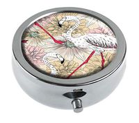 Top A Flamingos Custom Personalized Round Pill Box Decorative Box Vitamin Container Pocket Or Wallet (Flamingos-1)