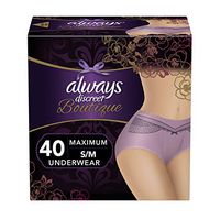 Always Discreet Boutique, Incontinence & Postpartum Underwear for Women, Disposable, Maximum Protection, Purple, Small/Medium, 20 Count - Pack of 2 (40 Count Total)