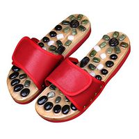 Jade Magnet Foot Massage Slipper Acupoint Massage Shoes Upper Adjustable Comfortable for Home Use HMYH,Red,3940
