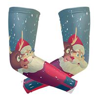 LEVEIS Santa Claus and Rudolph Taking Photo Together Arm Sleeves UV Protection for Men Women Sunblock Protective Gloves Running Golf Cycling Driving Long Arm Cover 1 Pair