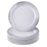 DISPOSABLE PLASTIC DESSERT PLATES 7.5" Silver Mist 20 pc