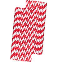 Stripe Paper Straws - Red and White - 7.75 Inches - 50 Pack - Outside the Box Papers Brand