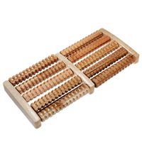 5 Row 10 Wheel Wooden Foot Roller Massager Stress Relief Relax