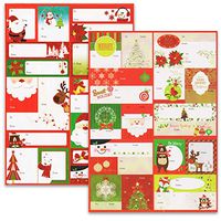 Assorted Christmas Self-Stick Gift Tag Stickers Snowflakes, Sweet Holidays Snowman Fox Bear Santa X-mas Tree, Pack of 140