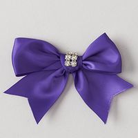 Homeford Pre-Tied Satin Bows with Rhinestone (Large, Purple)